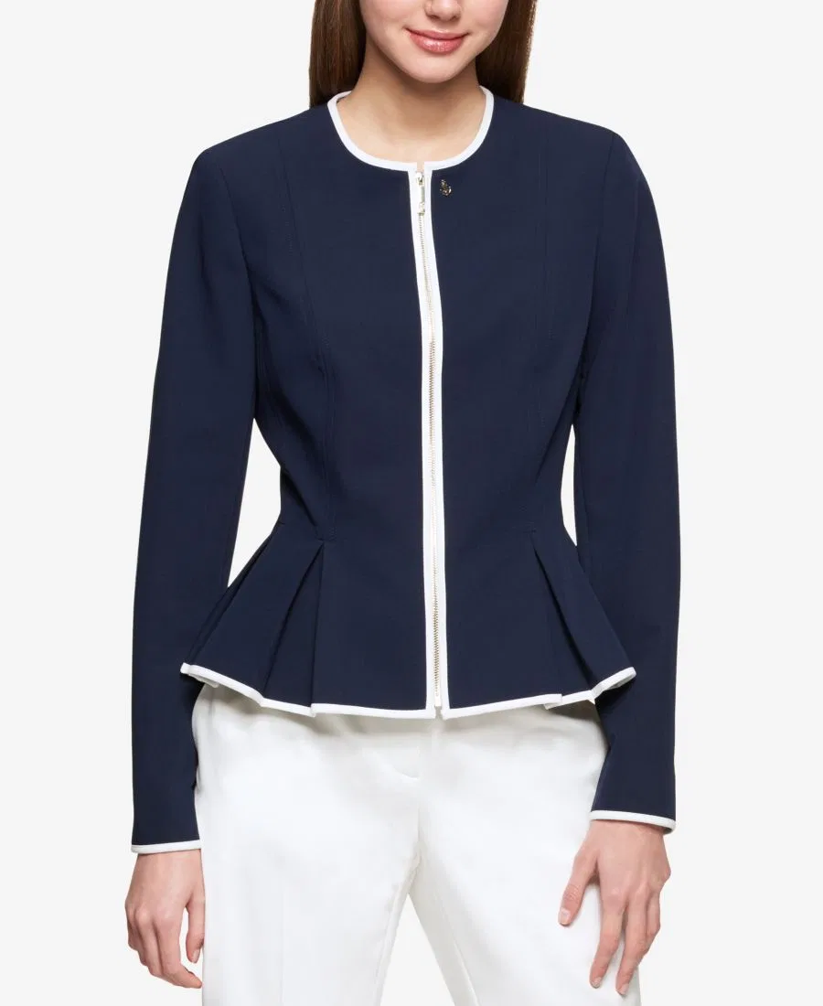 Женский жакет с баской на молнии и брюки-клеш Sutton Tommy Hilfiger, слоновая кость