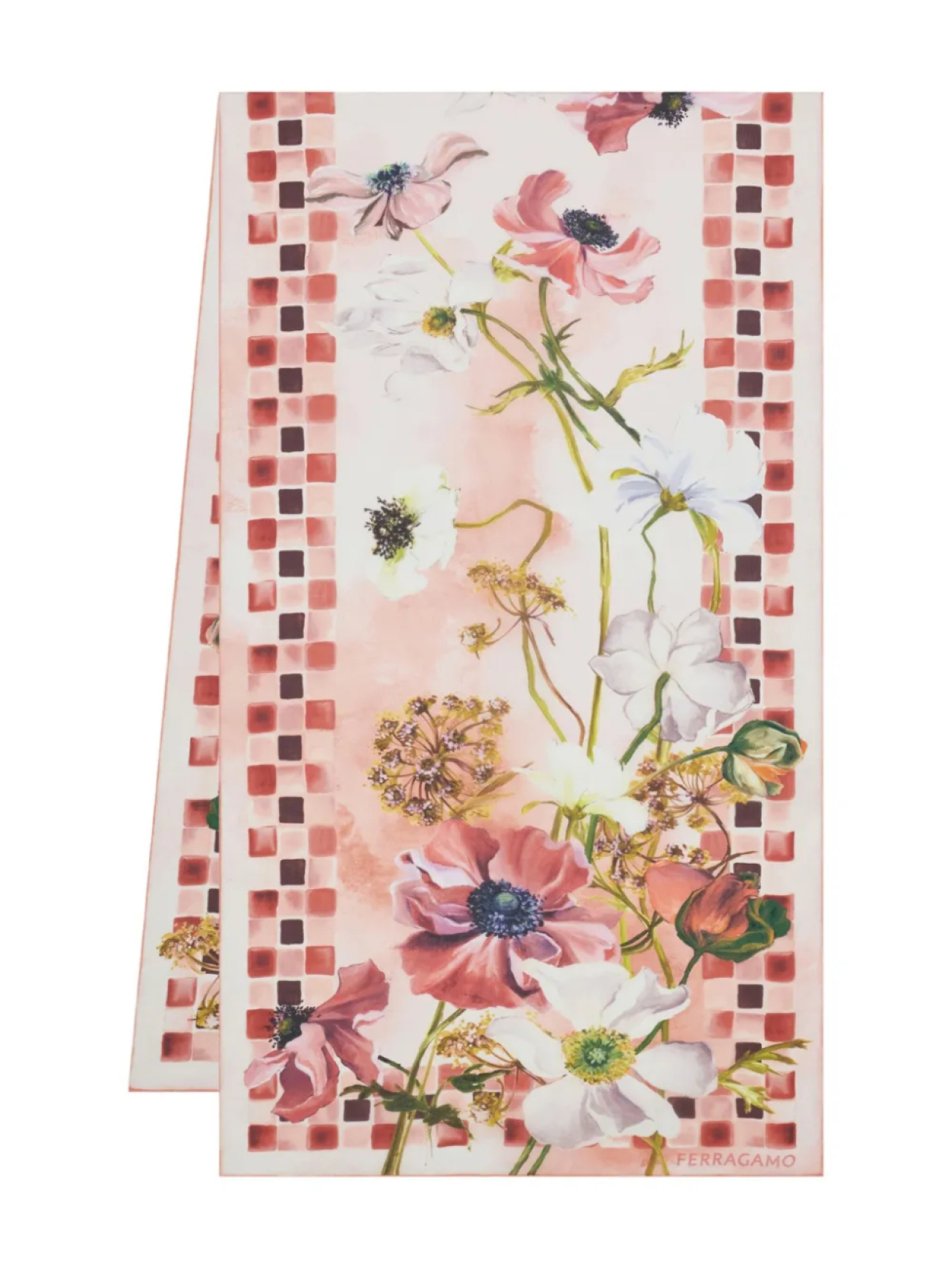 

Ferragamo шелковый платок с принтом Fiori, розовый