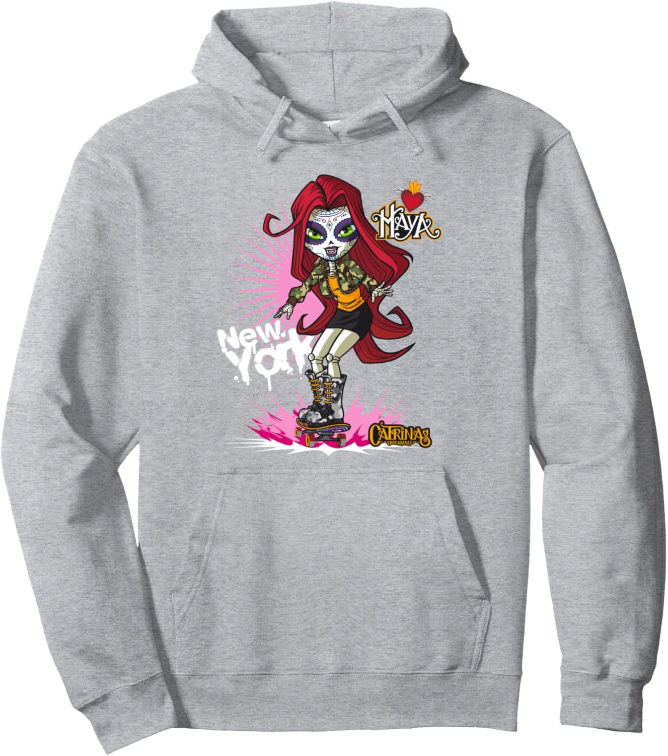 

Подземный мир Катрины - красочная толстовка ко Дню мертвых Catrinas, серый