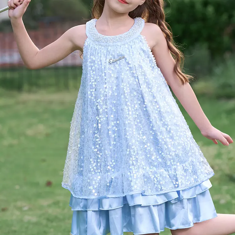 Платье Frozen Series SS25 для детей 3-7 лет Disney, синий — фото 4