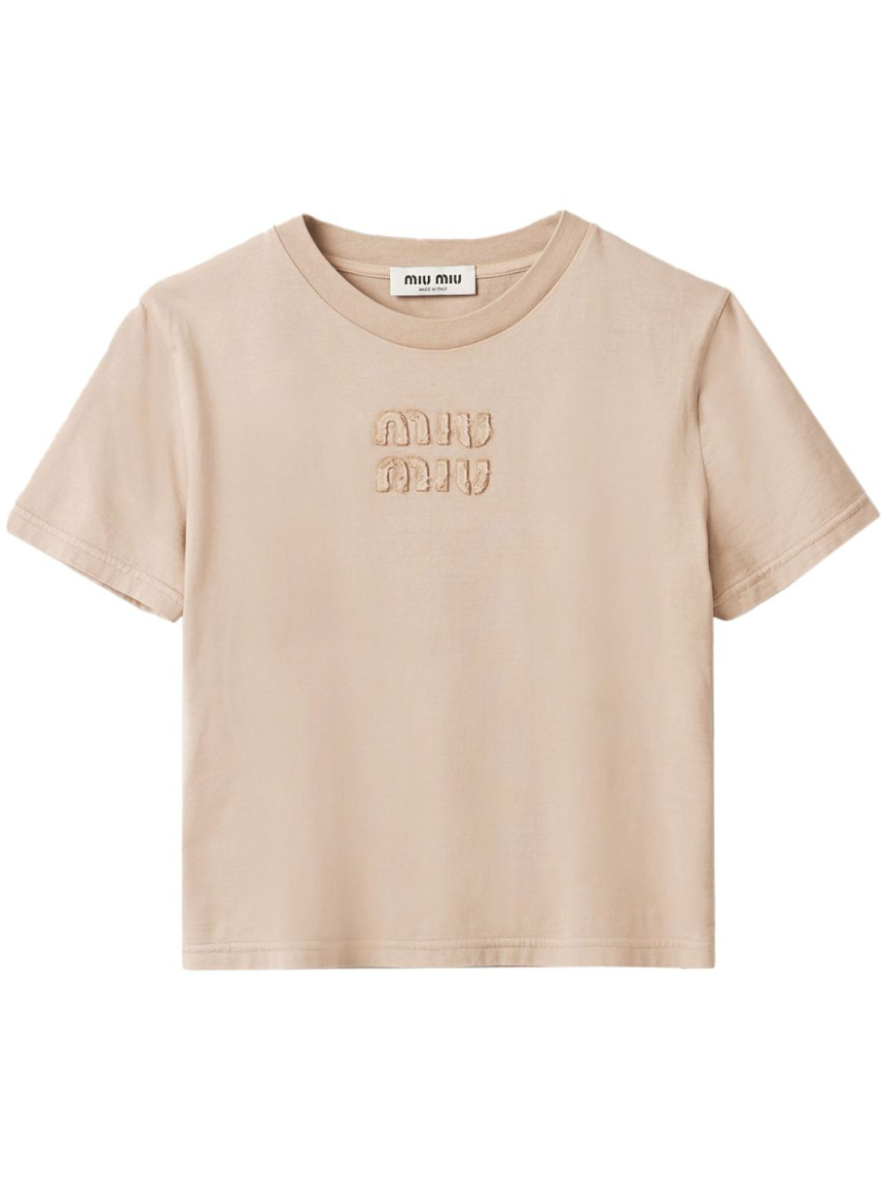 

Miu Miu футболка с вышитым логотипом, нейтральный цвет