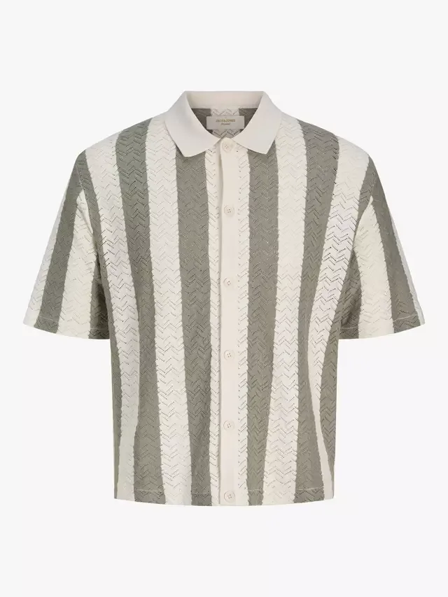 Детская трикотажная рубашка-поло Jack and Jones Jortyler в вертикальную полоску, цвет Морская соль/Морская трава Jack & Jones