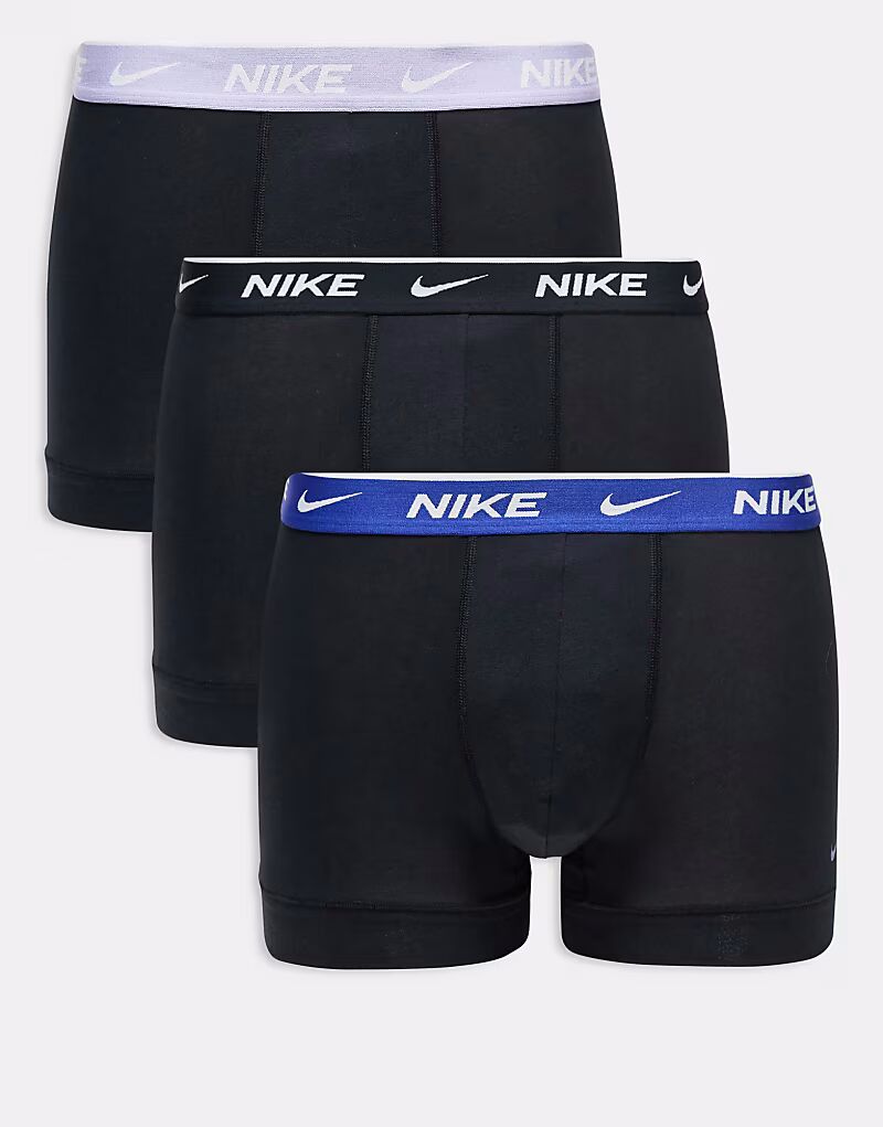 

Комплект из 3 трусов-боксеров Nike Everyday Cotton Stretch черного цвета с фиолетовыми поясами