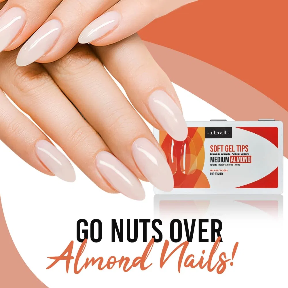 Прозрачные типсы для наращивания ногтей IBD Soft Gel Tips Medium Almond Ibd — фото 3