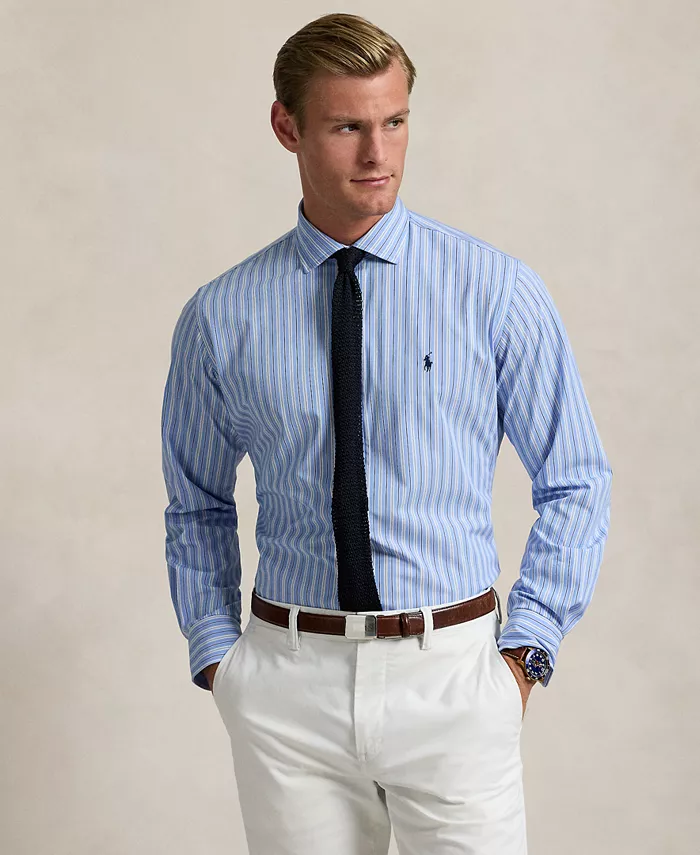 

Мужская классическая полосатая рубашка из стрейч-поплина Polo Ralph Lauren, синий