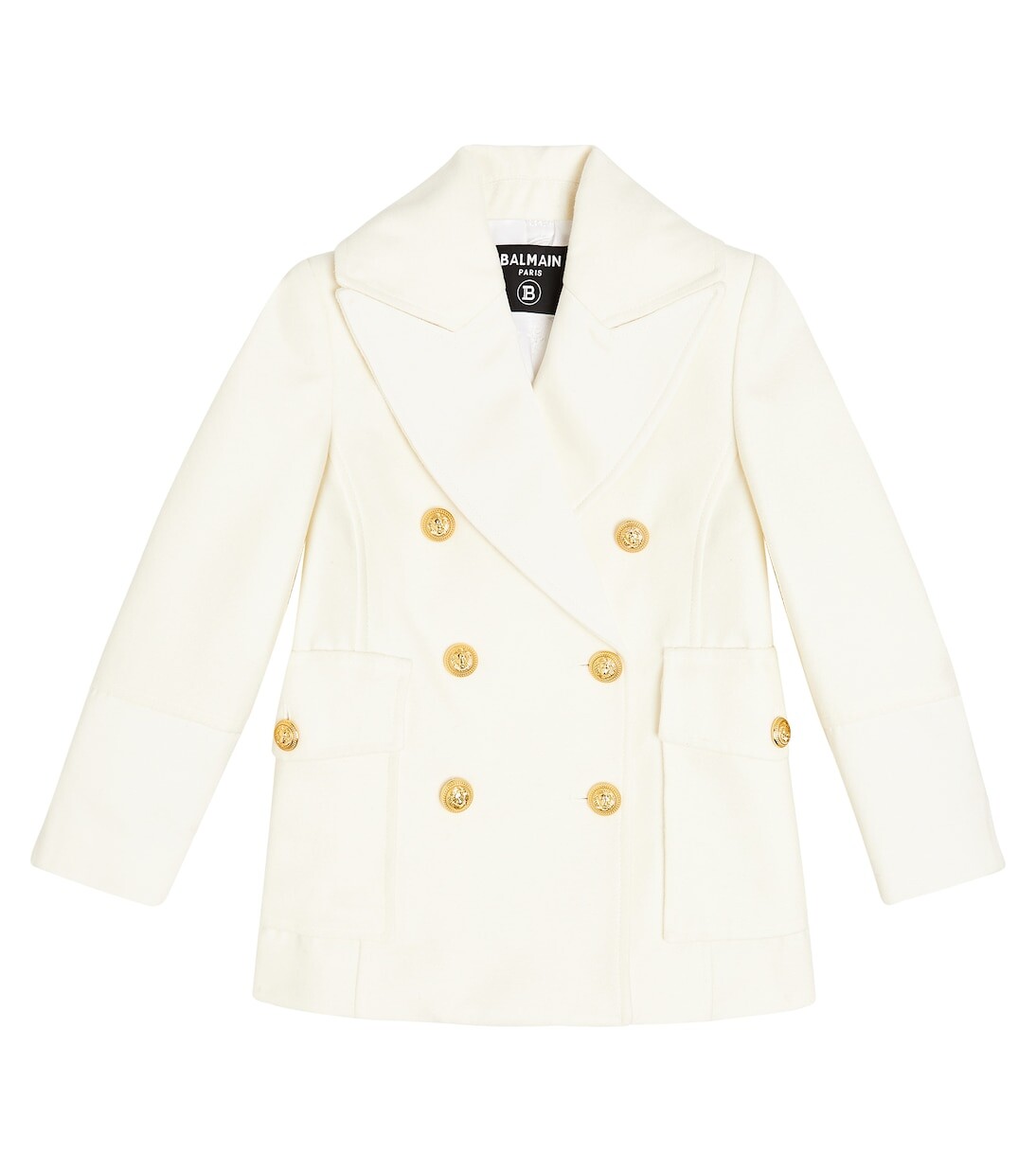 

Украшенное пальто из хлопка и шерсти Balmain Kids, белый