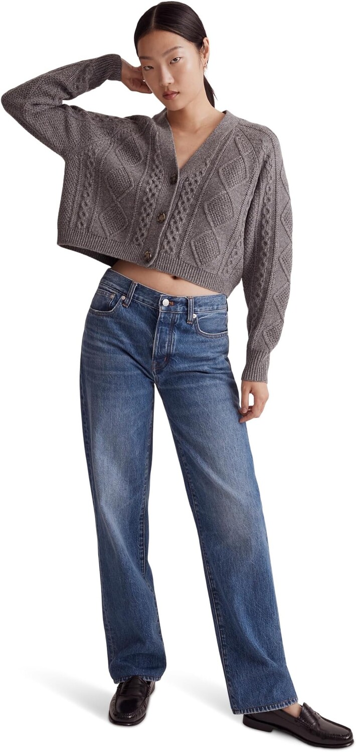 

Свитер Madewell Cable-Knit Crop Cardigan, цвет Heather Graphite