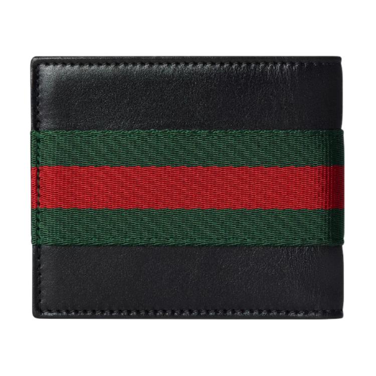 GUCCI Мужской бумажник WebTrademark из мягкой кожи черный — фото 3