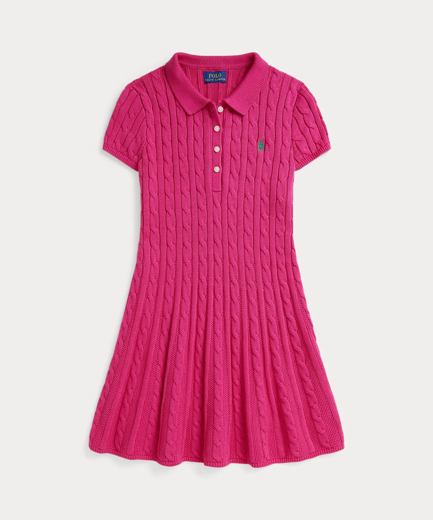 Детское платье-свитер A-line из хлопка с вышивкой лошади Polo Ralph Lauren розовое