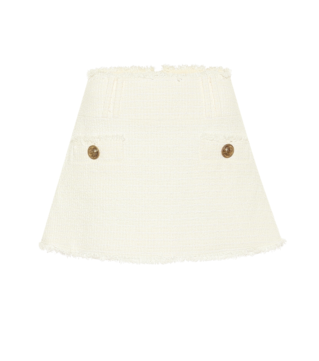 

Мини-юбка из твида с добавлением хлопка Balmain, Blanc