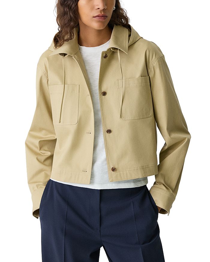 

Хлопковая укороченная куртка-худи с эластичными чинос Theory, зеленый