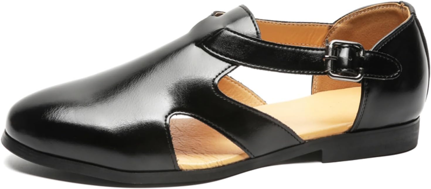 

Мужские премиальные кожаные сандалии Kpdwfms в стиле босоножек римского типа: нескользящие, износостойкие. Мягкие, удобные, легкие и хорошо дышащие, черный