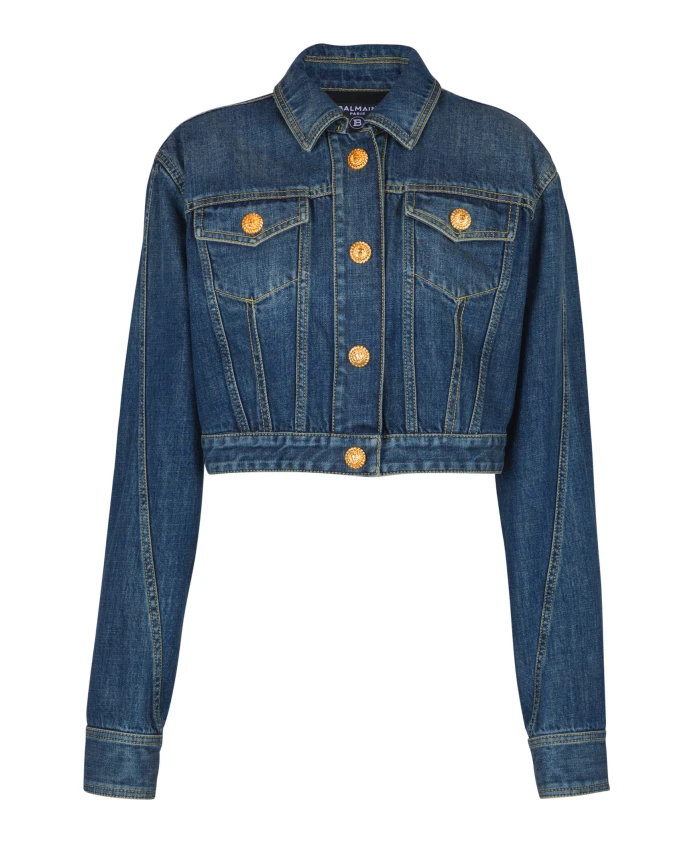 

Короткая джинсовая куртка Balmain, синий