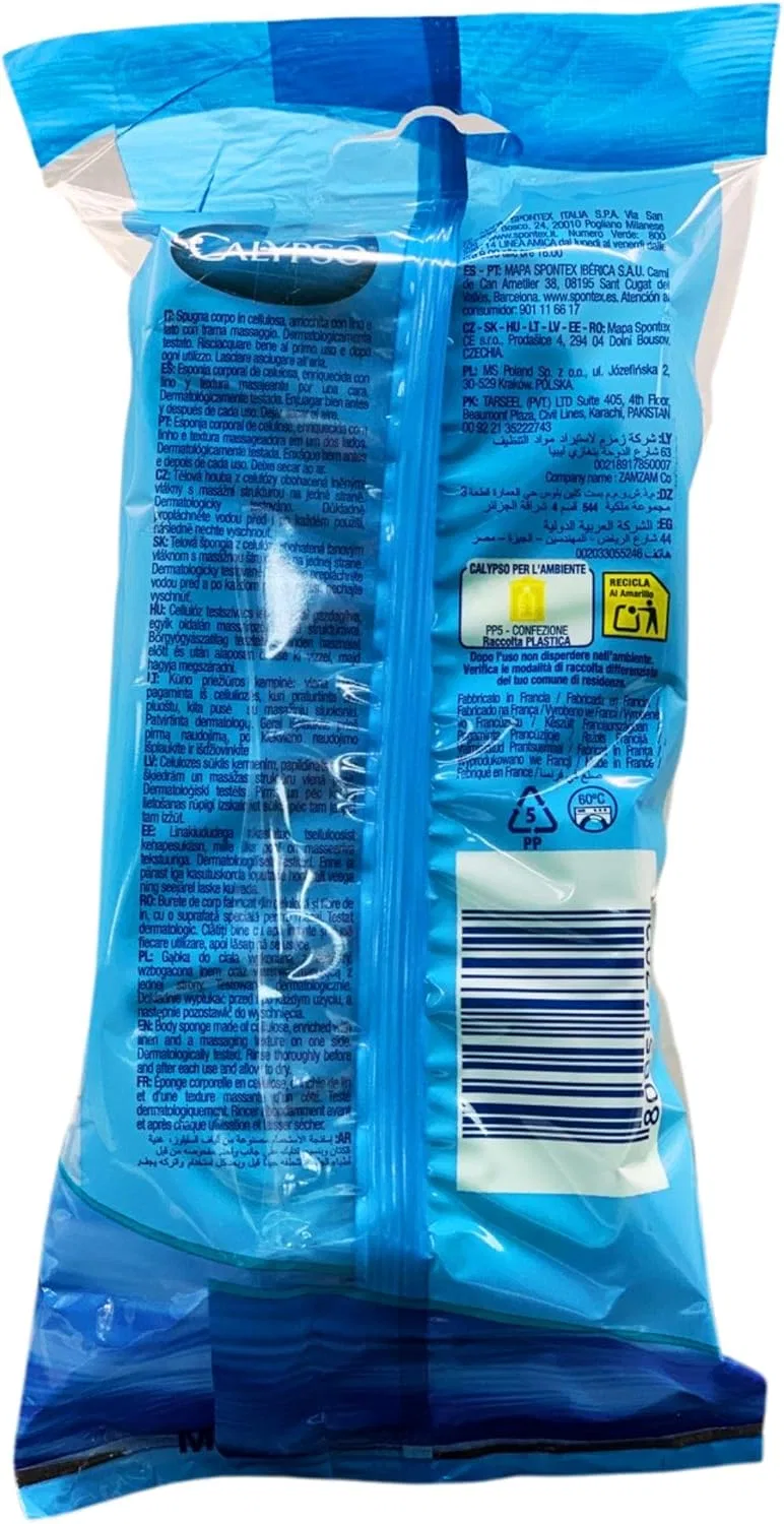 Массажная губка для тела Calypso Body Sponge Tonic (6 штук) - целлюлоза, натуральная Generic — фото 4