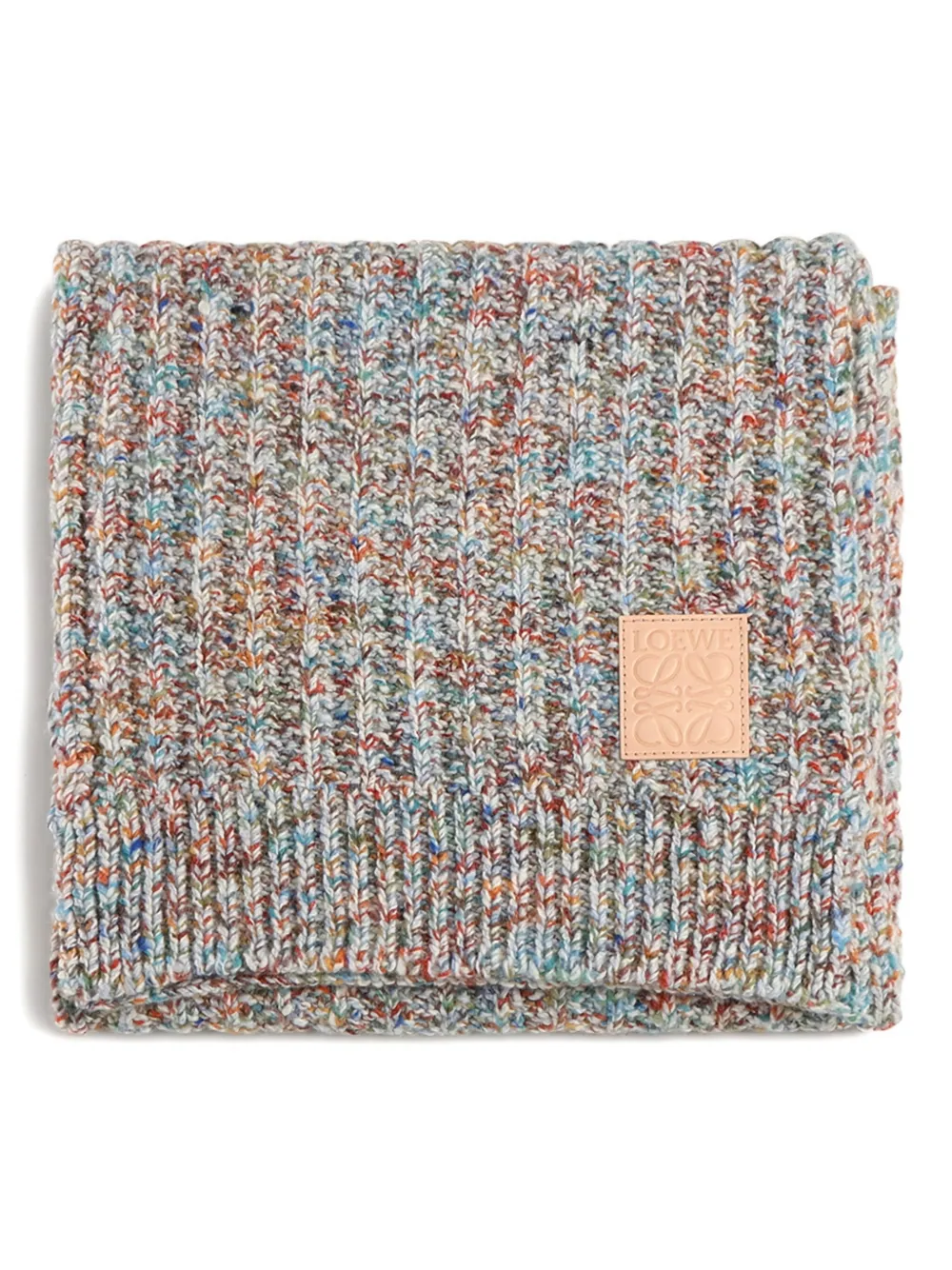 

Шарф в рубчик с нашивкой-логотипом Loewe, нейтральный