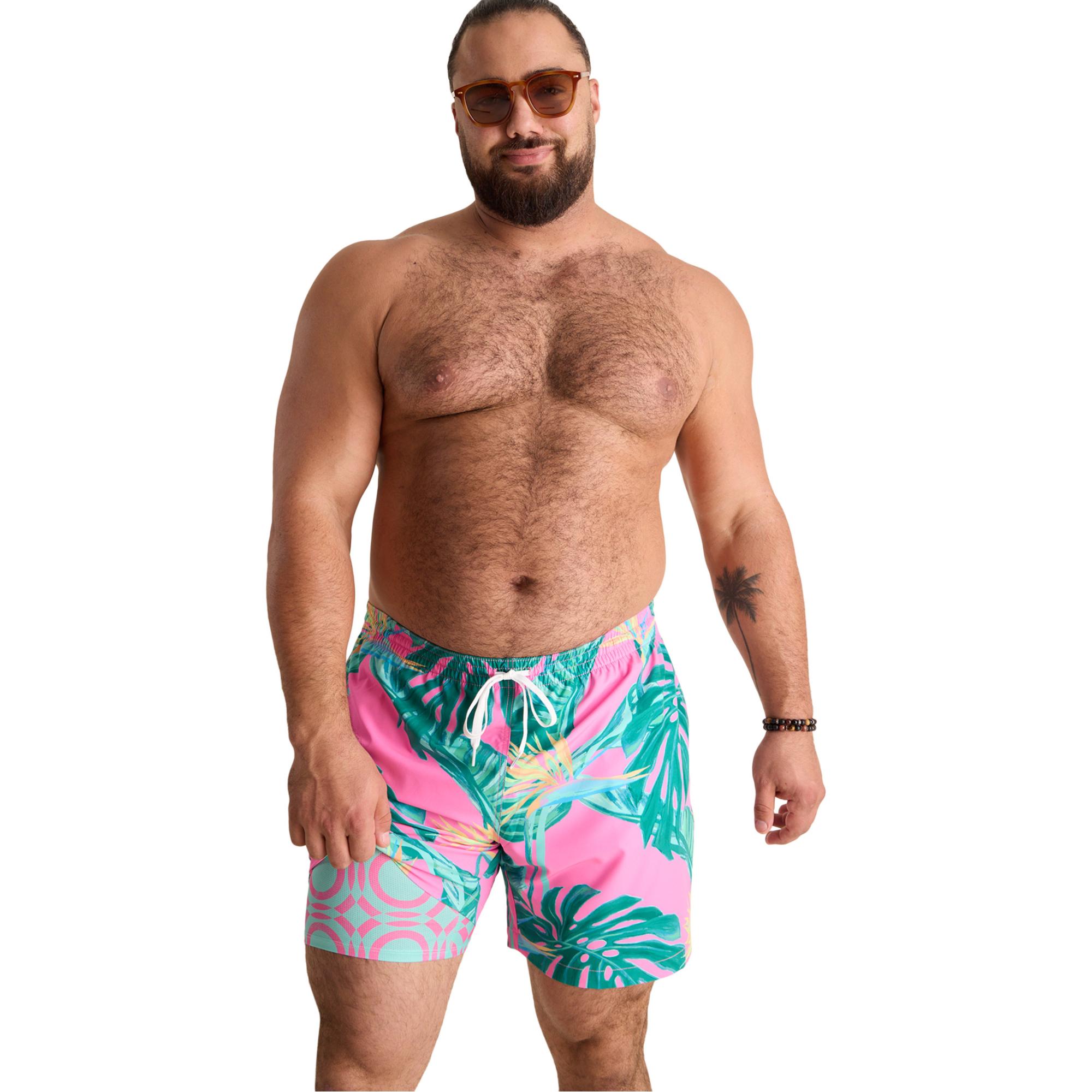 

Мужские классические плавки Birds of Paradise, ширина 5,5 дюймов, с подкладкой. Chubbies, Pink Birds of Paradise