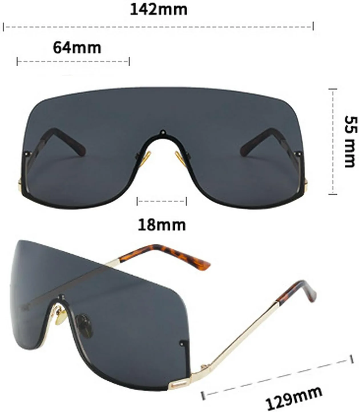 

Крупные квадратные солнцезащитные очки для женщин, уникальные цельные модные солнцезащитные очки для мужчин, панк-очки, трендовые женские очки UV400 mincl, Gray