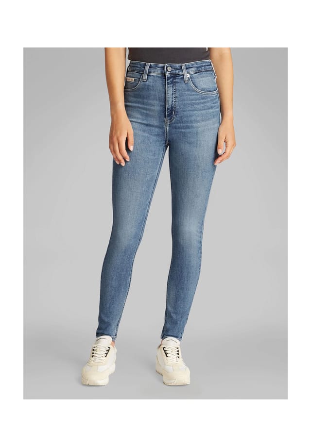 

Джинсы с высокой талией и пятью карманами Calvin Klein Jeans, синий