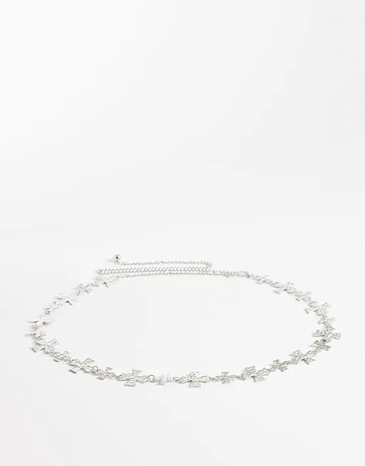 

Серебристый ремень с изогнутой цепочкой и крестами My Accessories