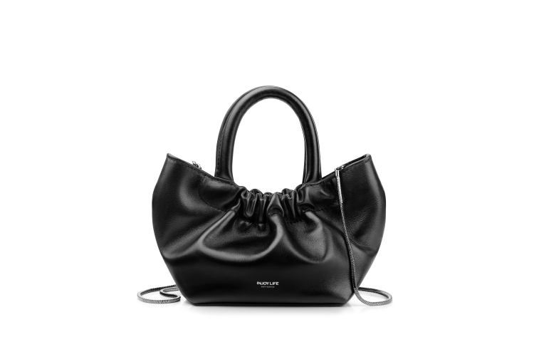 

Сумка из овчины Облако, Цепная сумка, Мини-кроссбоди женская черно-белая INJOYLIFE