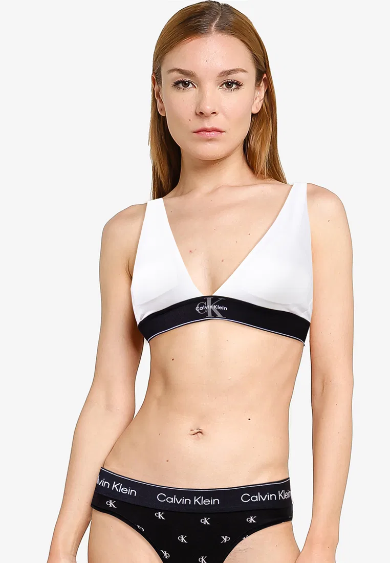 Топ-бралетт треугольный, микрофибра, Calvin Klein, белый