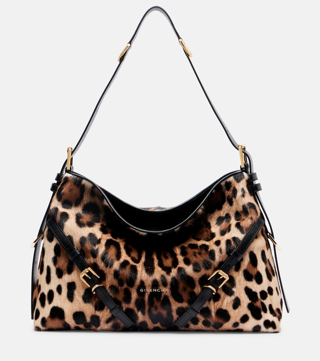 

Voyou Medium сумка через плечо с леопардовым принтом Givenchy, Black/Beige