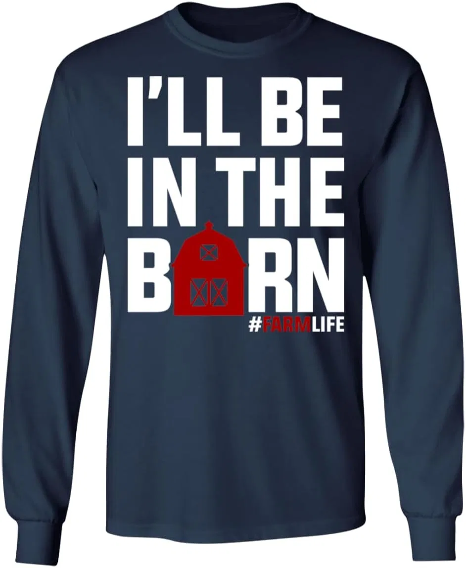 Юмористическая футболка с длинным рукавом "I'll Be in The Barn" Generic, Dark Heather — фото 4