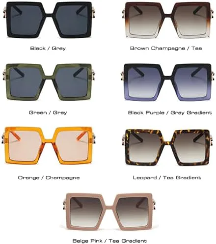 

Модные большие квадратные солнцезащитные очки для мужчин, трендовые градиентные оттенки UV400 для женщин, ретро-очки оранжевого и шампанского цвета MTZJH, Green Grey