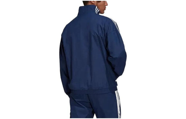 Куртка Men's adidas originals Logo Printing Side Classic Zipper Stand Collar Sports Jacket Autumn Blue, синий — фото 4