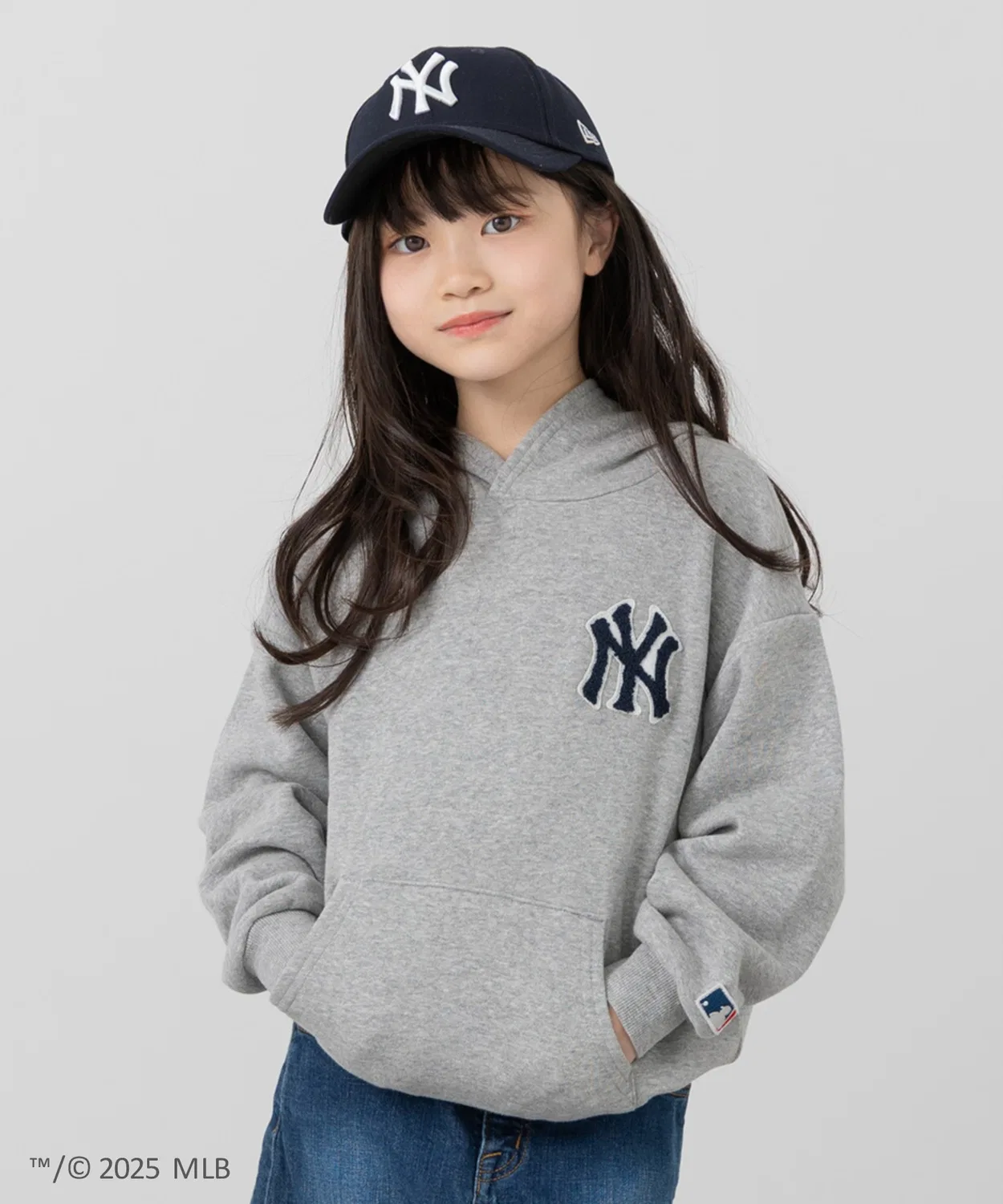Парка с вышивкой логотипа MLB, флисовая, серый
