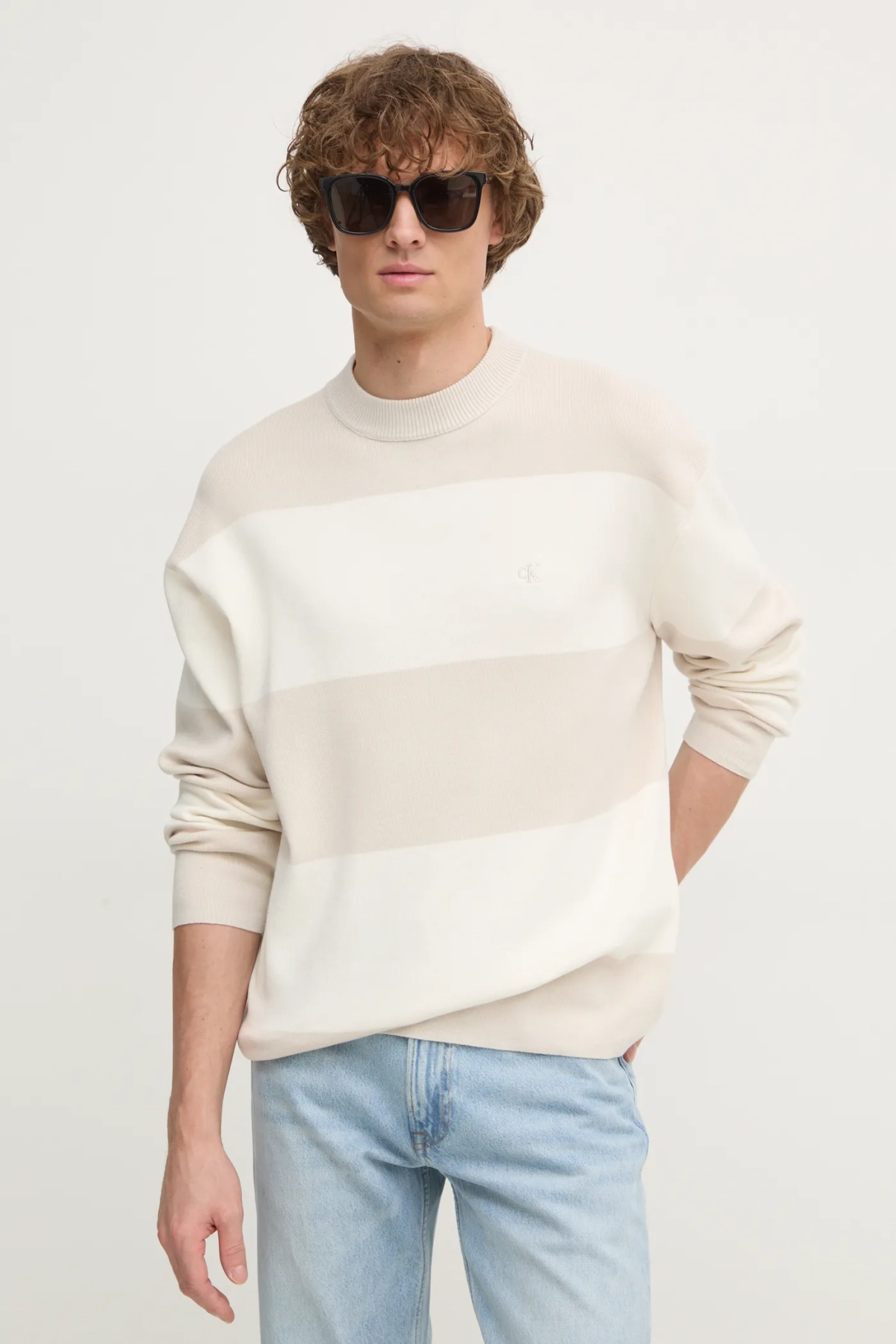 

Хлопковый свитер Calvin Klein Jeans, бежевый