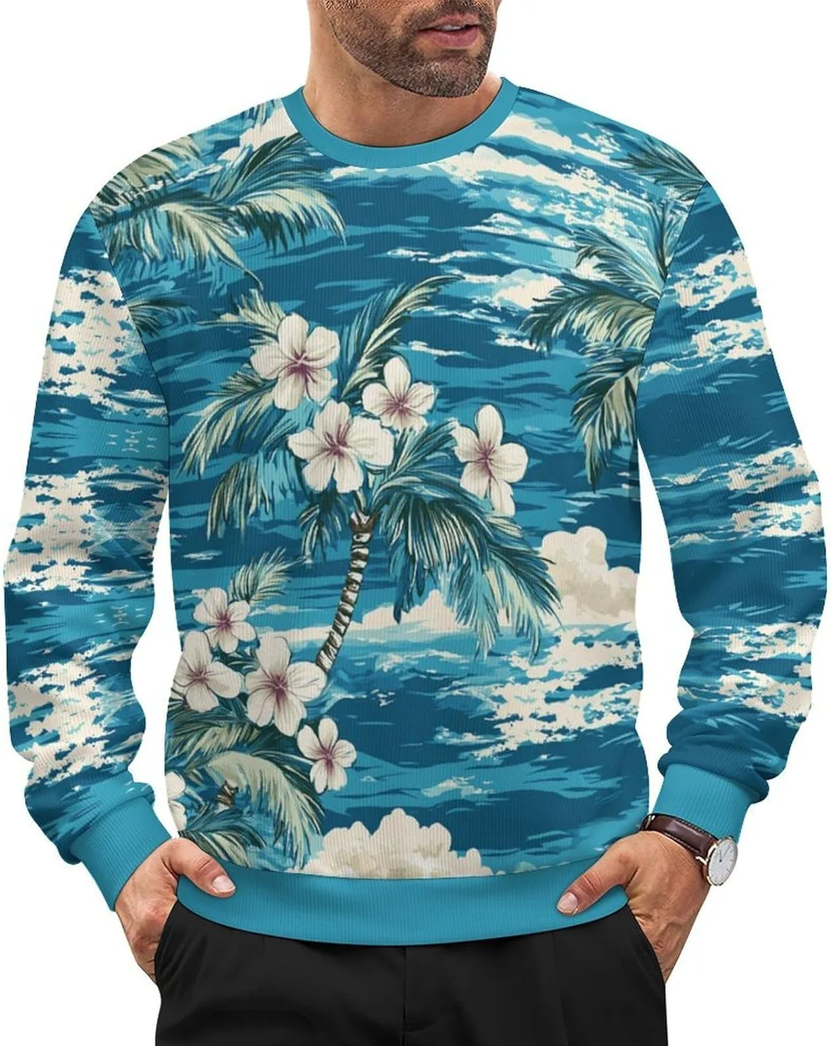 

Мужской свитер OMG с длинным рукавом и круглым вырезом HLSDFRES