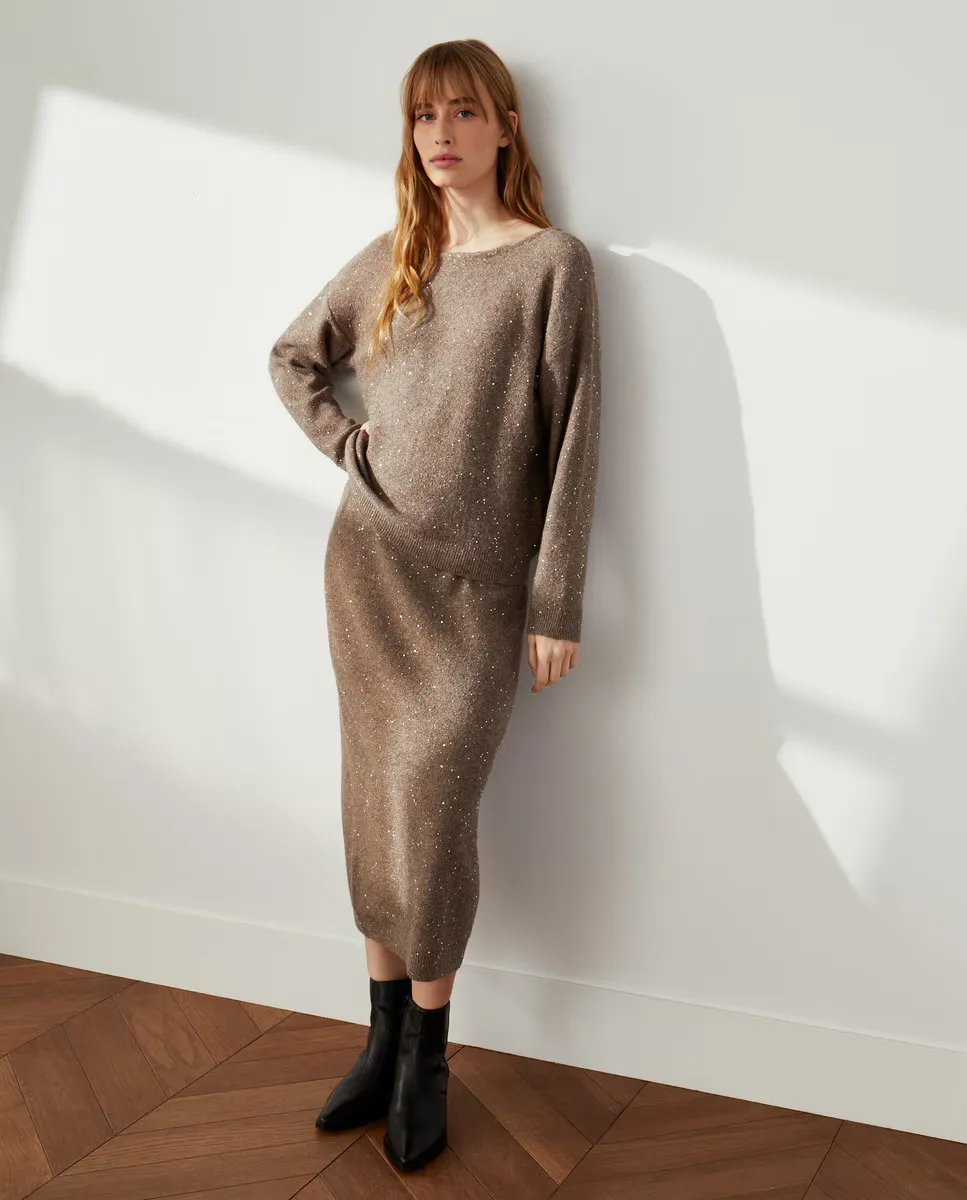 

Юбка из трикотажа с пайетками Southern Cotton, цвет Visón oscuro