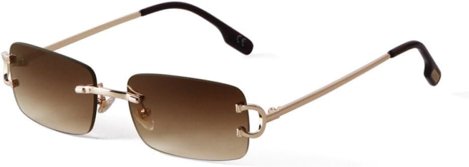 

Женские квадратные очки без оправы синего цвета с металлическими линзами, модные солнцезащитные очки с градиентными линзами для мужчин, для езды на велосипеде и вождения generic, C10 Gold Full Brown