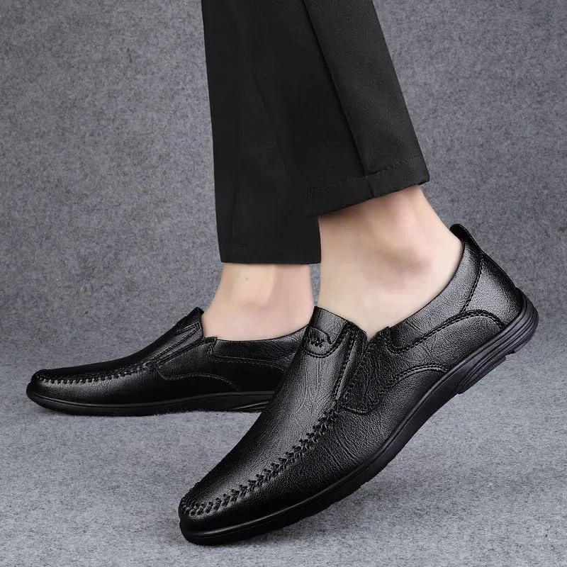 Туфли мужские на кожаном верхе, Loafers, черные PUGHGAETZF — фото 2