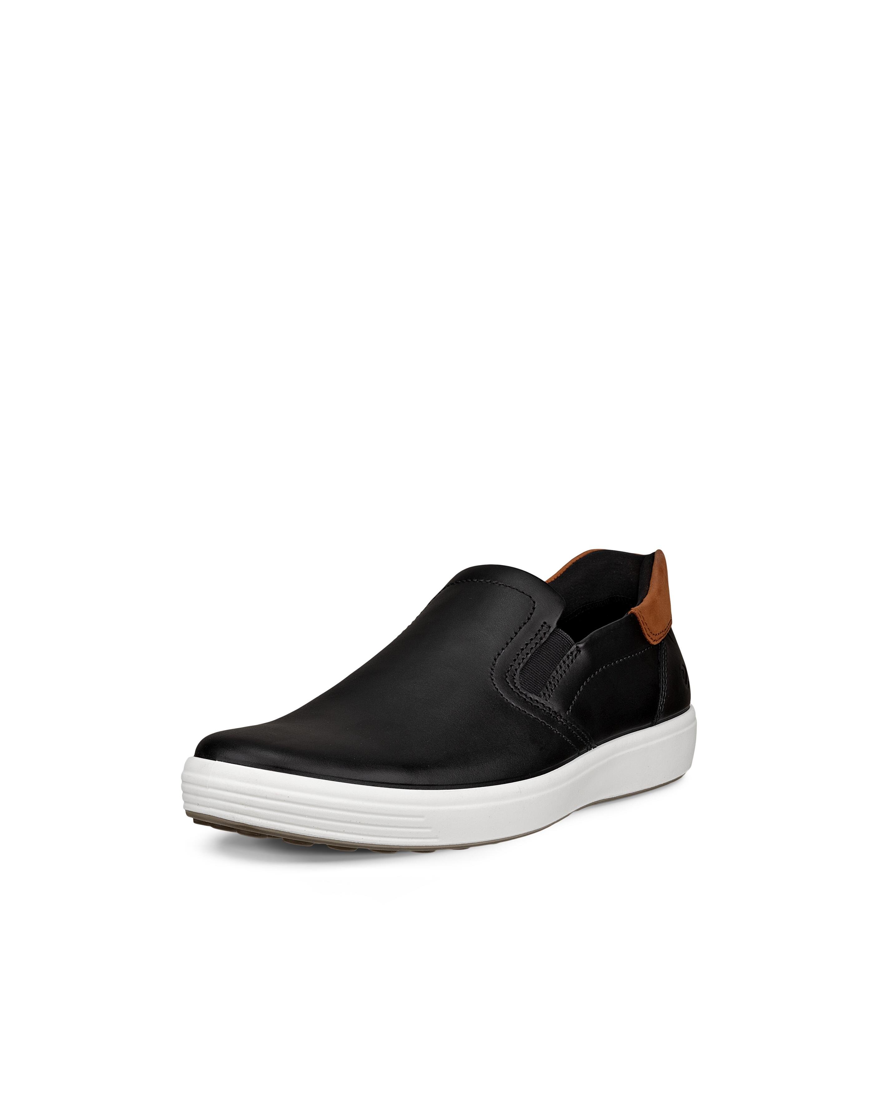 Мужские повседневные кроссовки/слипоны ECCO Soft 7 из натуральной кожи, BLACK / COGNAC