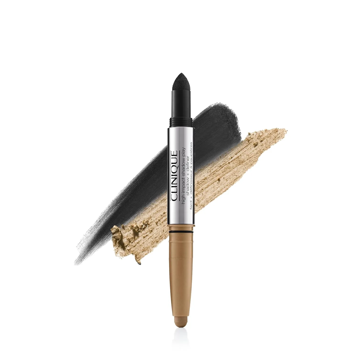 Clinique High Impact Shadow Play Тени + Подводка для глаз | Подводка + Тени для век | Не скатываются в складках века, водостойкие + Безопасны для чувствительной кожи вокруг глаз, 01 Champagne And Caviar