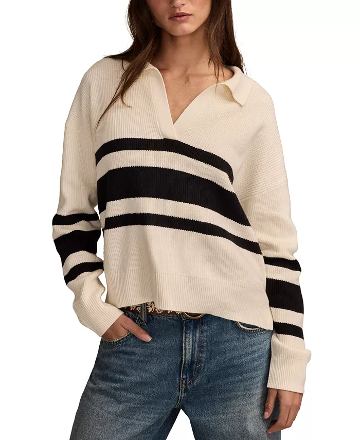 

Женский свитер-поло для регби с длинным рукавом Lucky Brand, белый