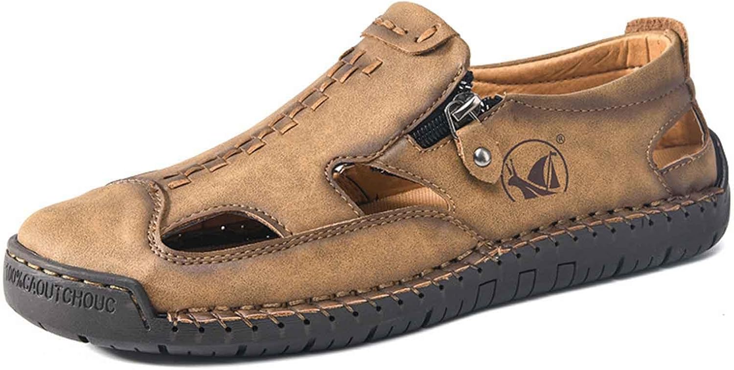 

Мужские дышащие сандалии на пятке для повседневной прогулки, пляжа, удобные, легкие, противоскользящие, долговечные сандалии-лодочки для рыбака Generic, Coffee