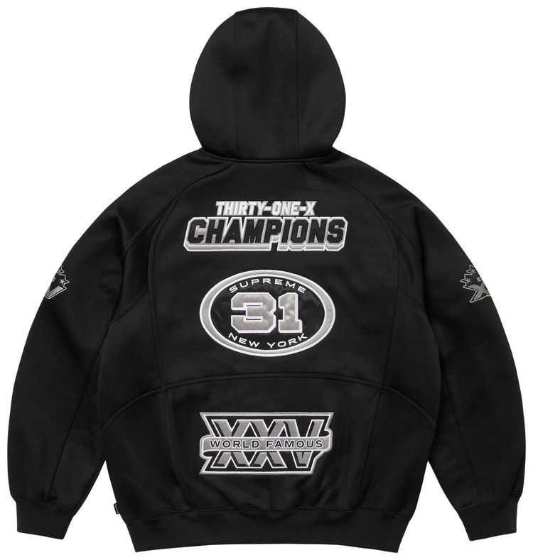Толстовка Supreme Football на молнии с капюшоном, черная — фото 2