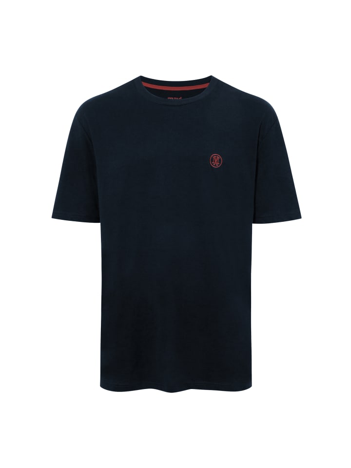 

Футболка с круглым вырезом и вышитым логотипом темно-синего цвета Mavi Jeans