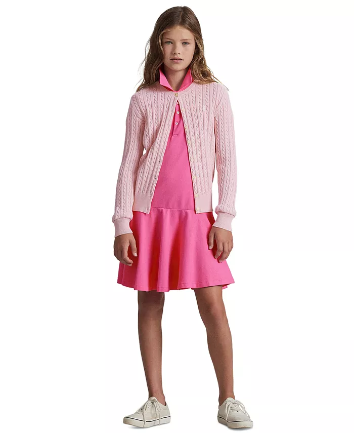 Кардиган из хлопка с крупной вязкой Big Girls Polo Ralph Lauren, розовый — фото 2