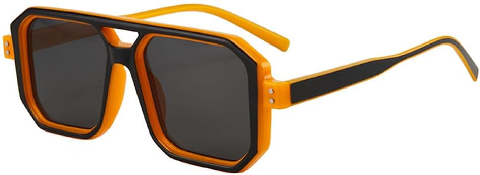 

Солнцезащитные очки HYLLE в винтажном квадратном стиле 70-х годов, плоские, авиаторские, классические, ретро, ​​стильные, с защитой от УФ-излучения UV400, для женщин и мужчин, N-black-orange Frame & Black Lens