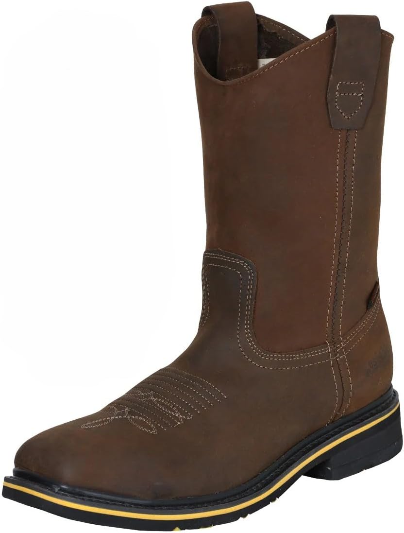 

Мужские ботинки Rodeo из фантазийной кожи светло-коричневого цвета с защитным носком из стали, квадратным мыском, резиновой подошвой, средней высоты, прочные, вестерн-стиля для ранчо, для повседневной безопасности Generic