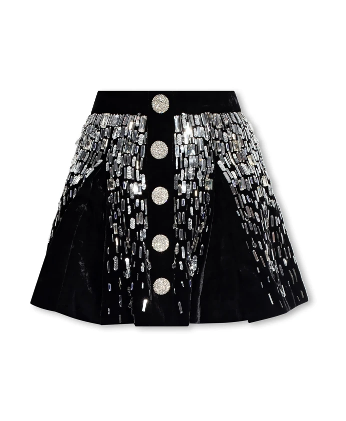 

Бархатная юбка с пайетками Balmain, черный