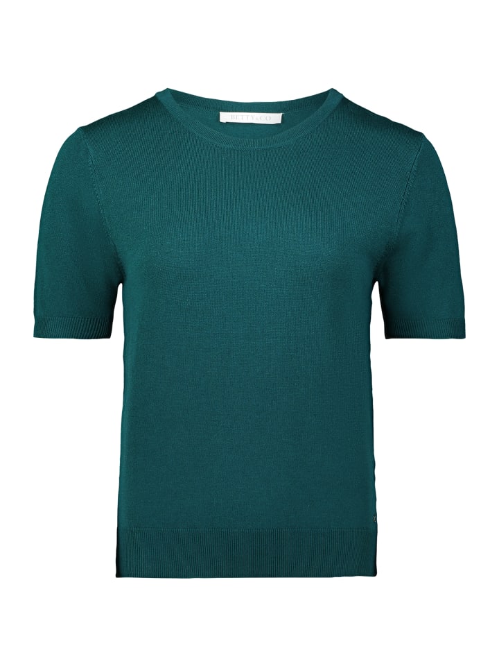 

Тонкий вязаный свитер с круглым вырезом в насыщенном бирюзовом цвете BETTY & CO