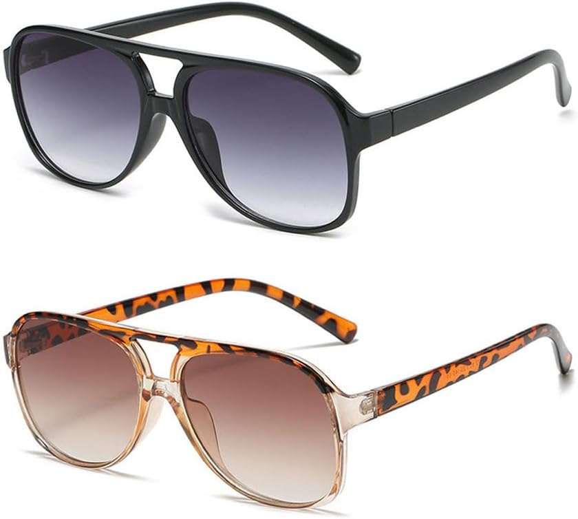 

Солнцезащитные очки в стиле ретро квадратной формы для женщин и мужчин, винтажные, с защитой от УФ-излучения UV400, классические, с большой двойной перемычкой, очки-авиаторы Ridering, Blackgrey+gradient Leopard