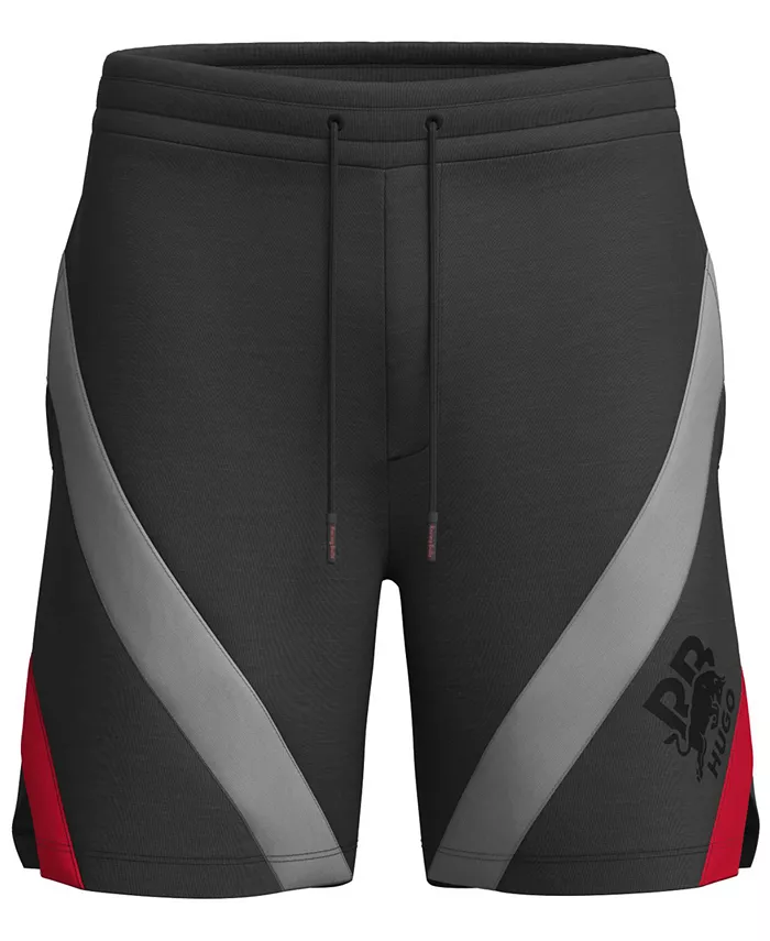 

Мужские укороченные шорты с логотипом и цветными блоками, 7.6" Hugo Boss, черный