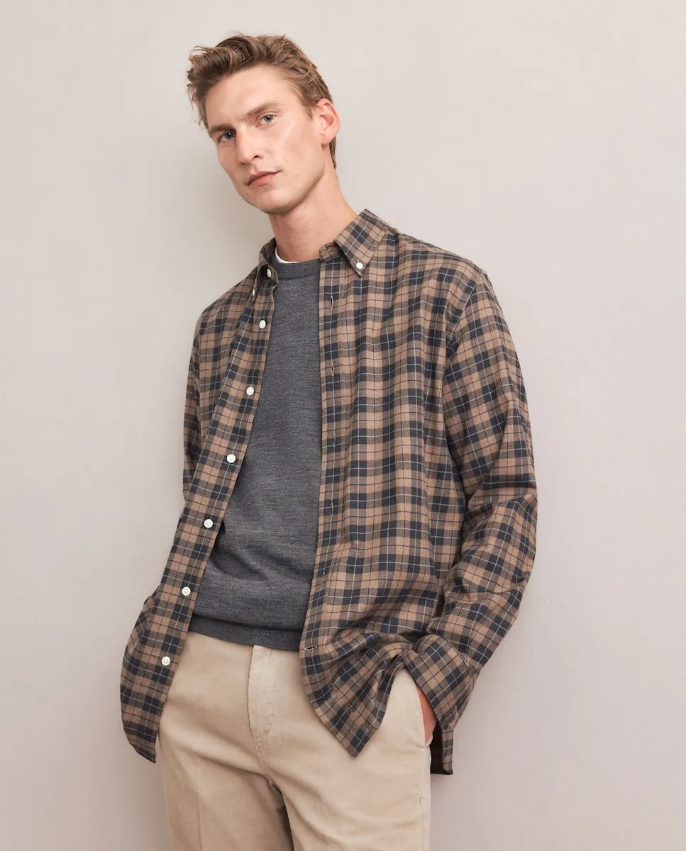 

Мужская спортивная рубашка из фланели с длинным рукавом Emidio Tucci, темно-синий