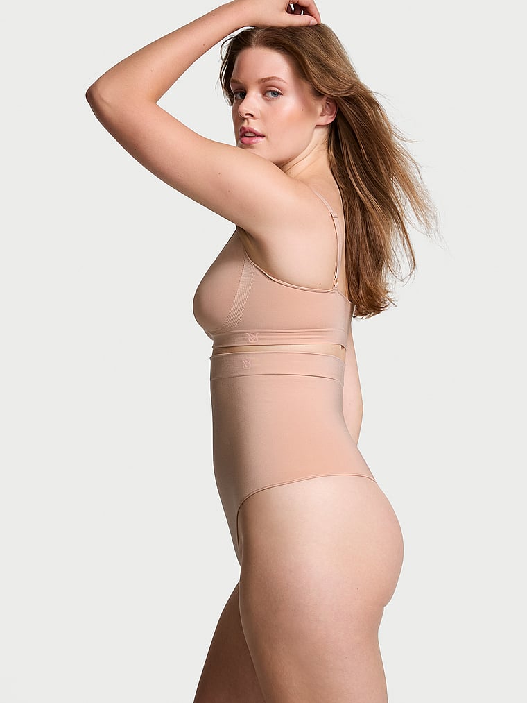 Корректирующее белье от Victoria Seamlessshaping, трусики-стринги с высокой талией Victoria'S Secret, макарон — фото 3